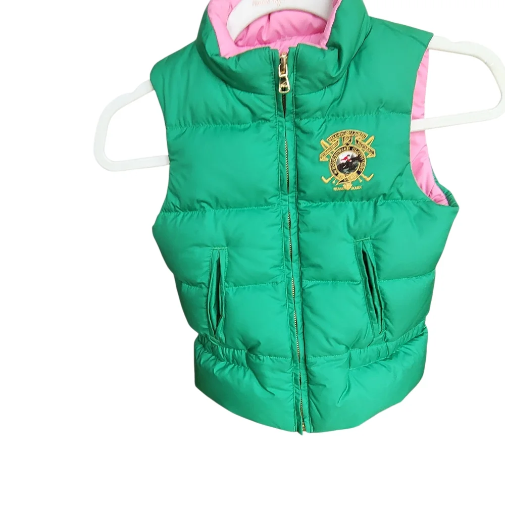 Ralph Lauren Vest 6X Girls Reversible Pink Green ***read